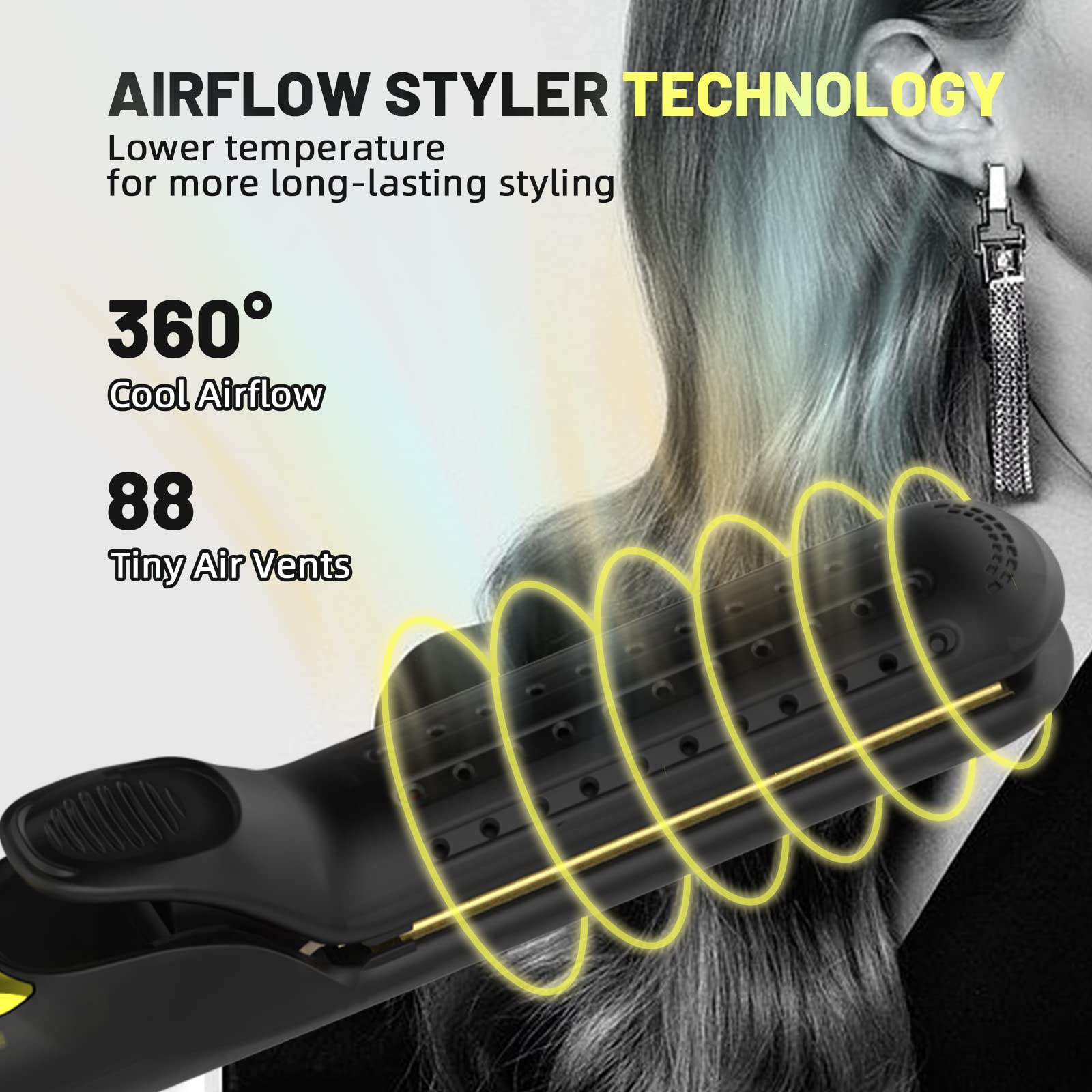 360 ° Airflow Styler Curling Iron Выпрямитель для волос и бигуди для всех стилей с охлаждающими вентиляционными отверстиями